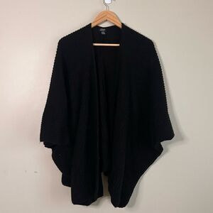 Anthropologie Roffe Black Knit Open Front Sweater Cardigan Size Medium